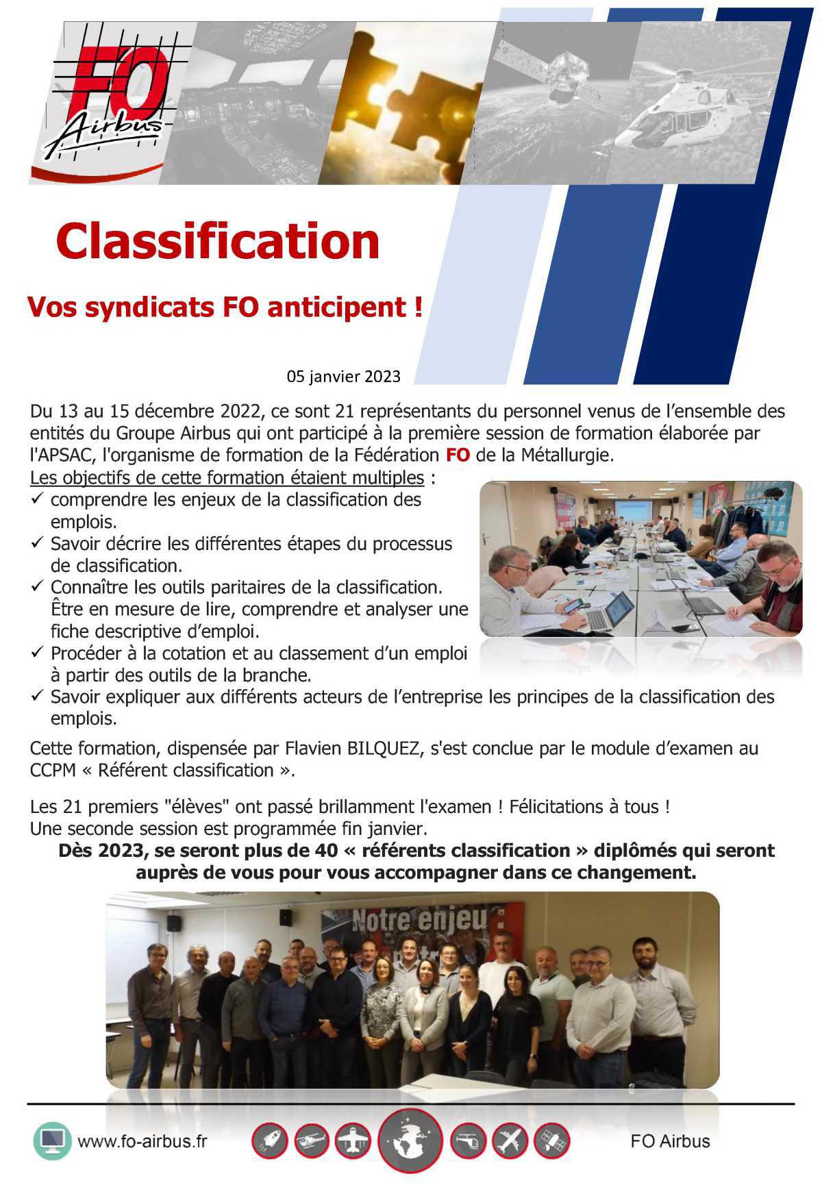 Classification: Vos syndicats FO anticipent !