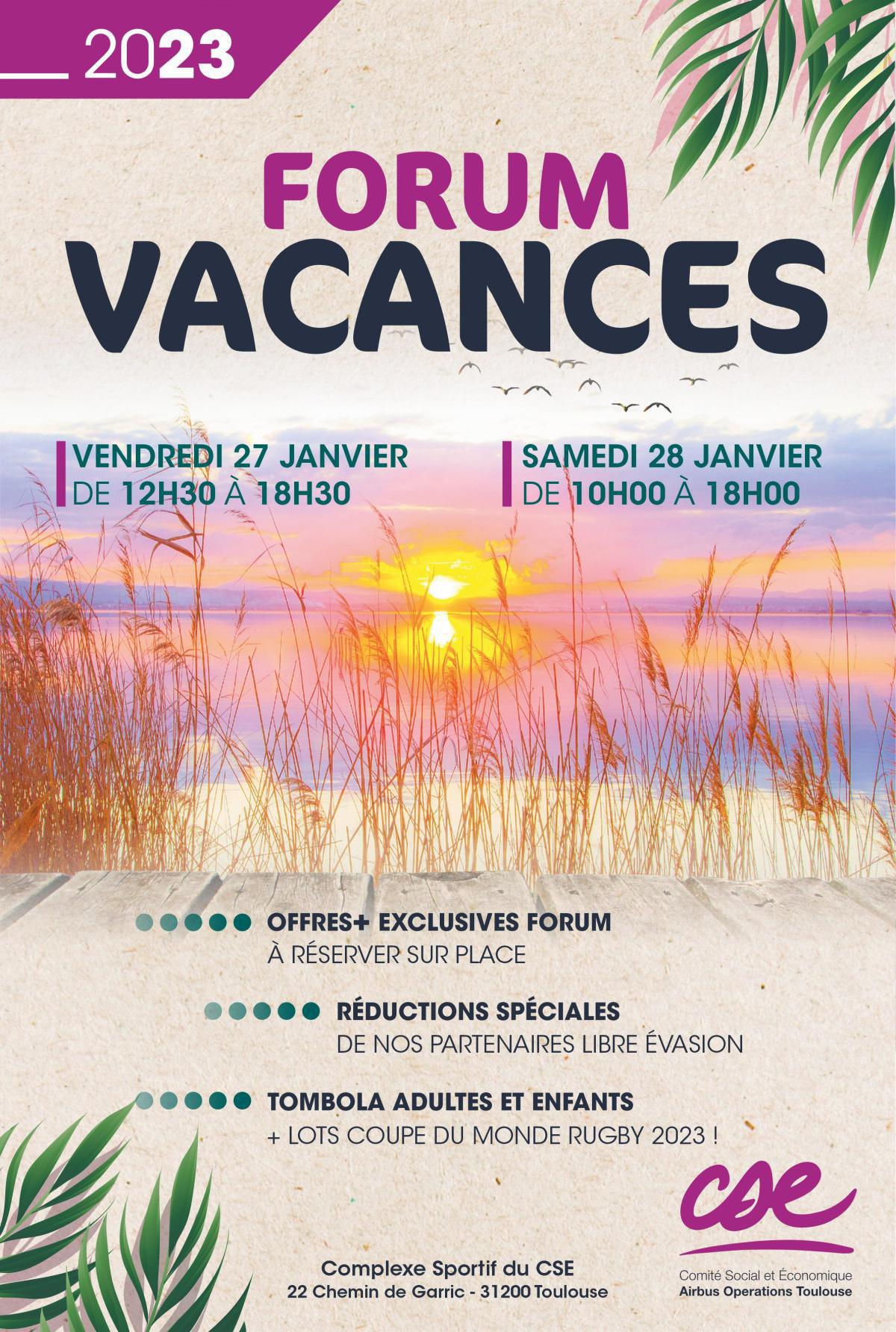 CSE: Forum Vacances vendredi 27 et samedi 28 janvier 2023