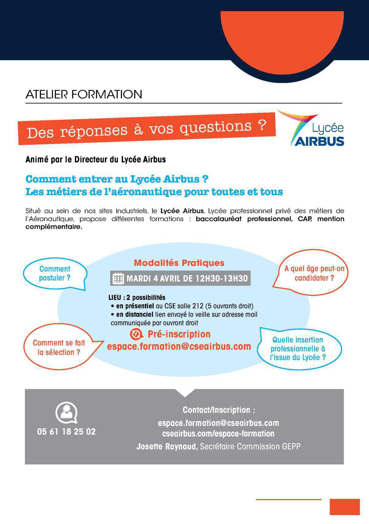 Atelier formation: Le lycée Airbus Atelier formation: Le lycée Airbus