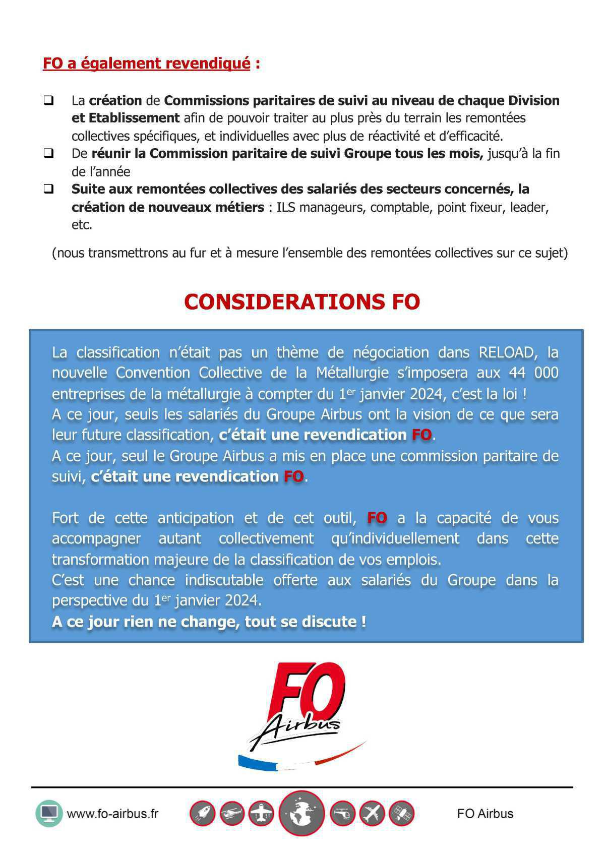 Classifications: Première réunion paritaire de suivi Groupe