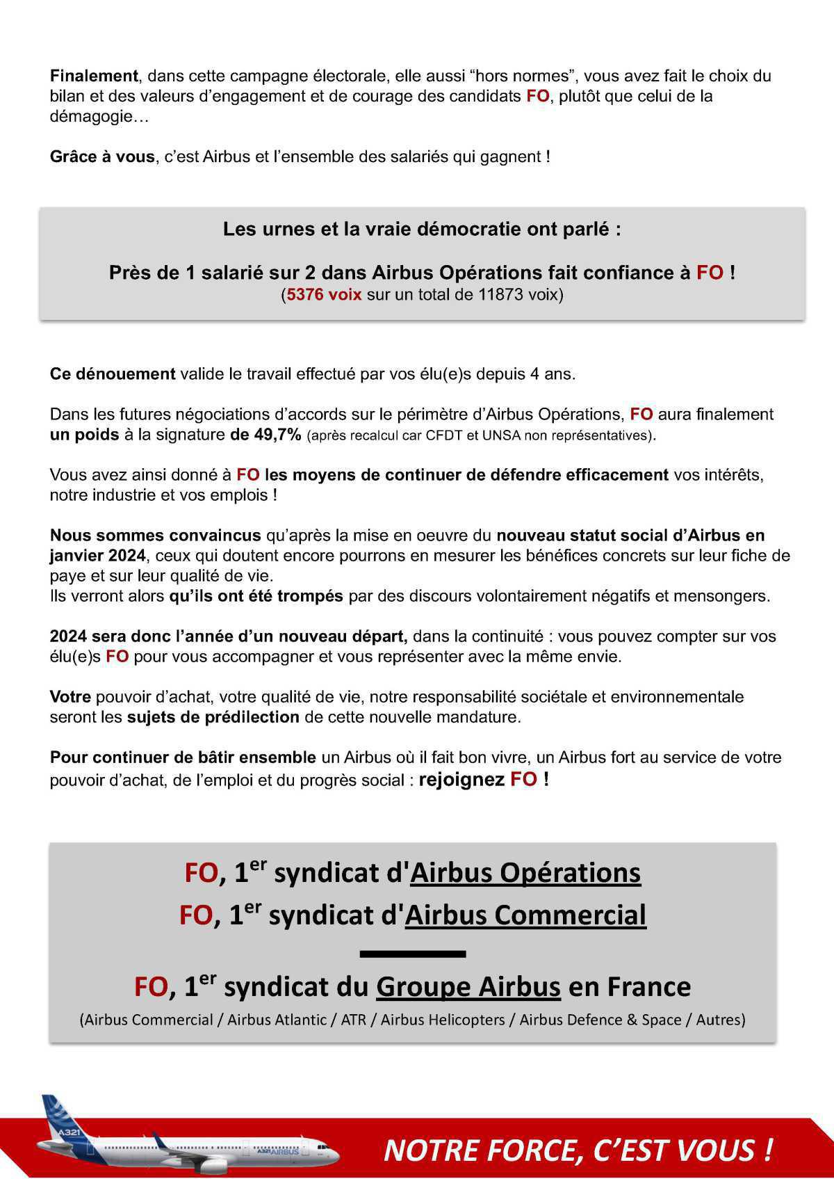 Résultats des élections professionnelles 2023, MERCI !