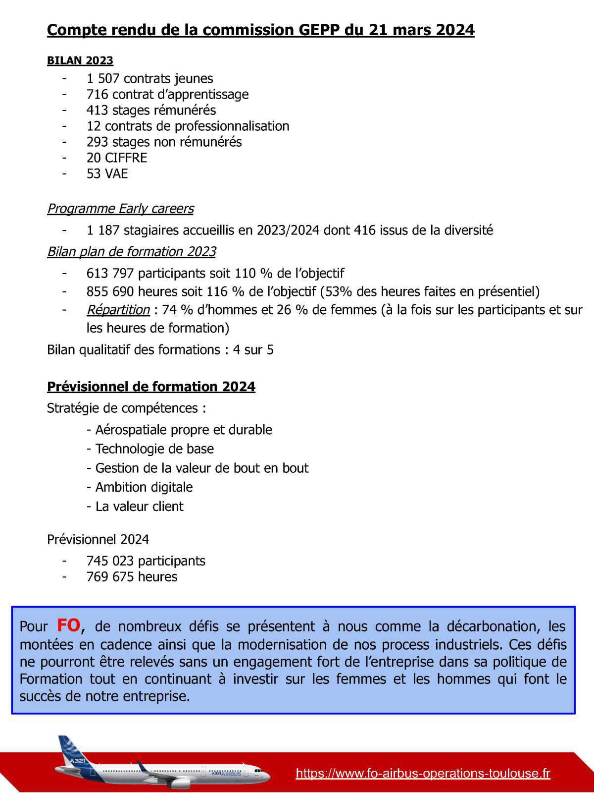 Compte rendu du CSE-C Airbus Commercial Aircraft du 01 Juillet 2024