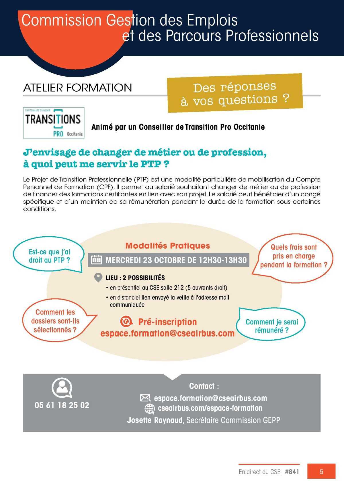 GEPP: Atelier formation, des réponses à vos questions?