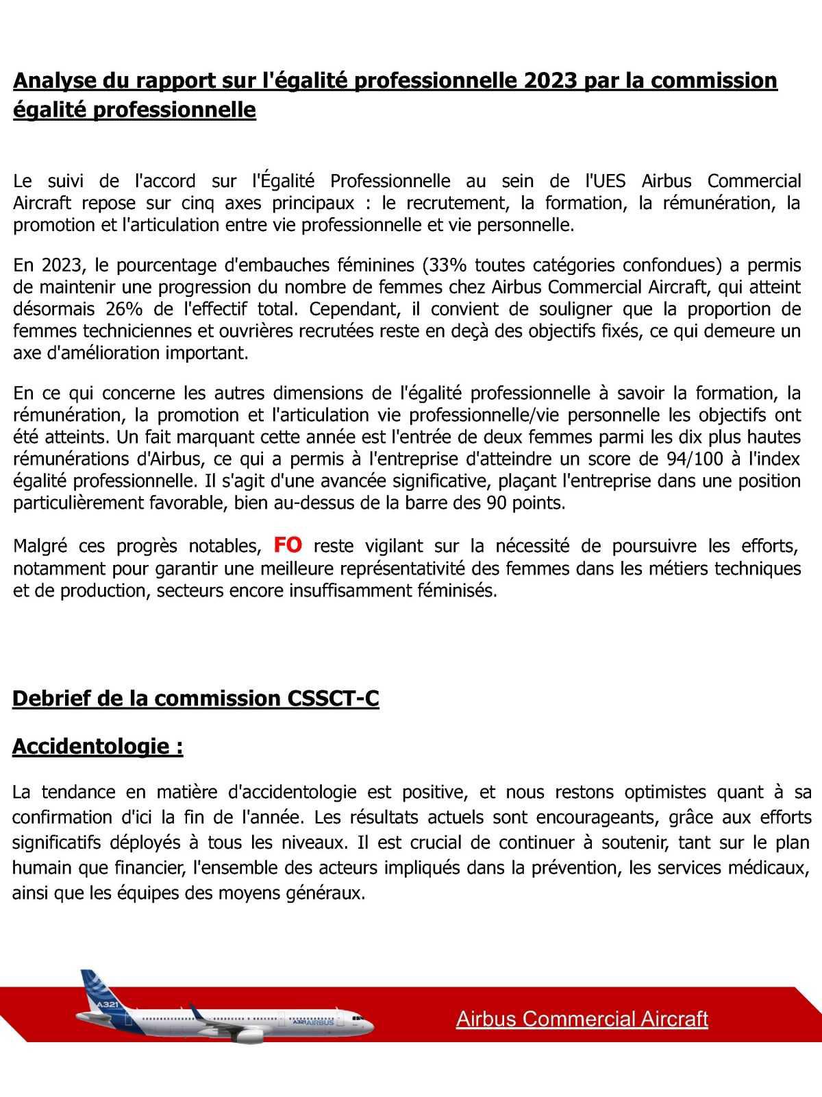 Compte rendu du CSE-C Extraordinaire Airbus Commercial Aircraft du 13 Novembre 2024