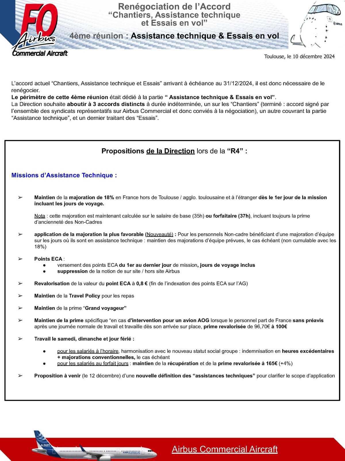 1ère réunion de négociation sur l'Assistance technique & les Essais en vol