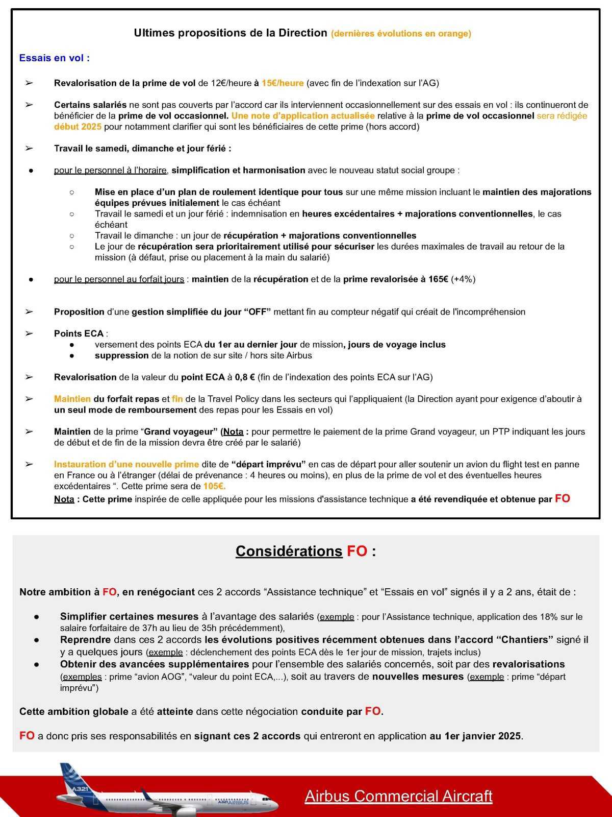 FO signe les 2 accords sur l'Assistance technique & les Essais en vol