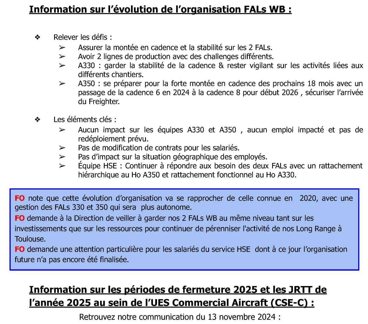 Compte rendu du CSE-E du 20 décembre 2024