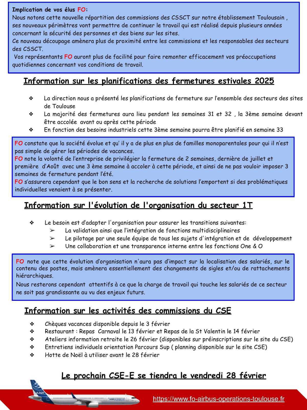 Compte rendu du CSE-E du 31 Janvier 2025