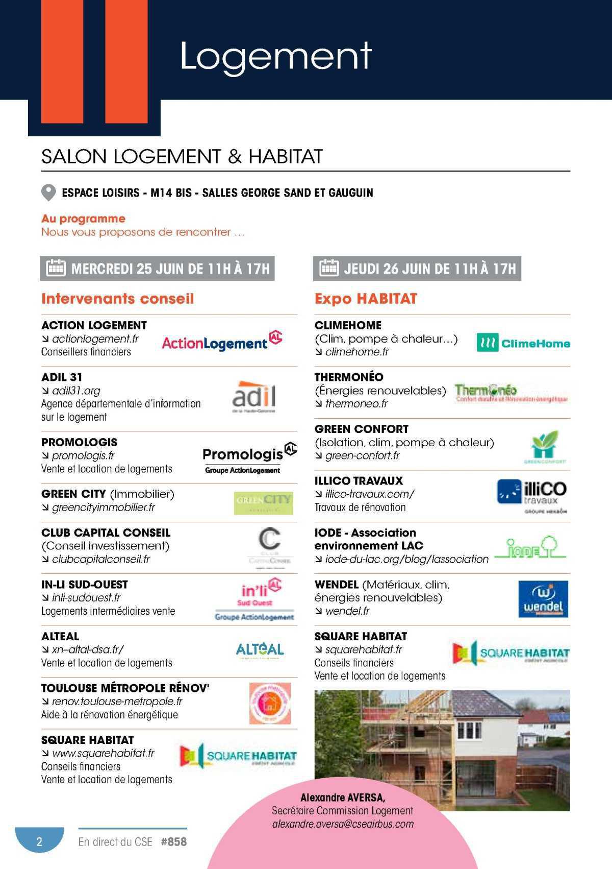 CSE: Journées logement & habitat, mercredi 25 et jeudi 26 juin 2025