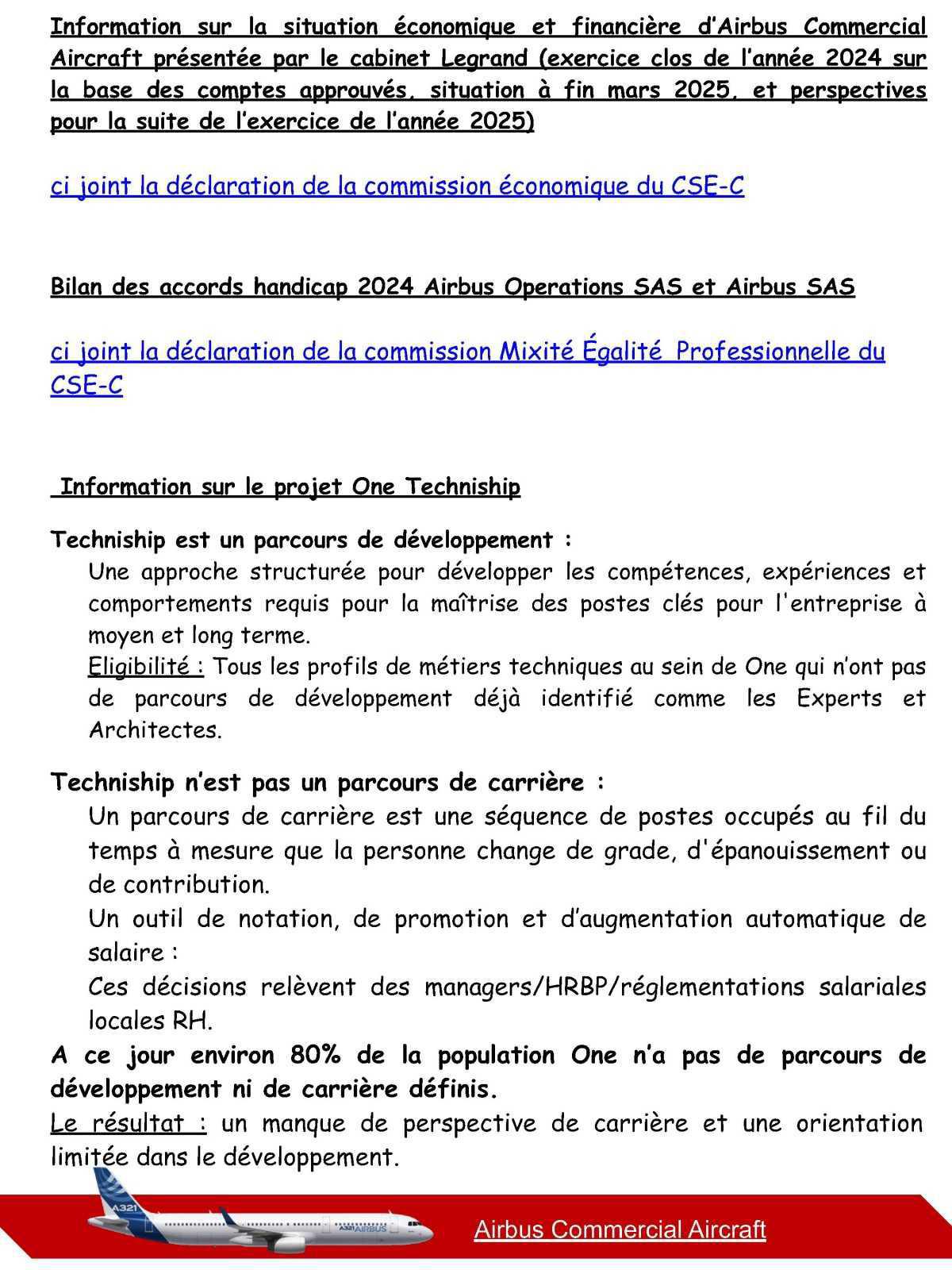 Compte rendu du CSE-C Airbus Commercial Aircraft du 7 juillet 2025