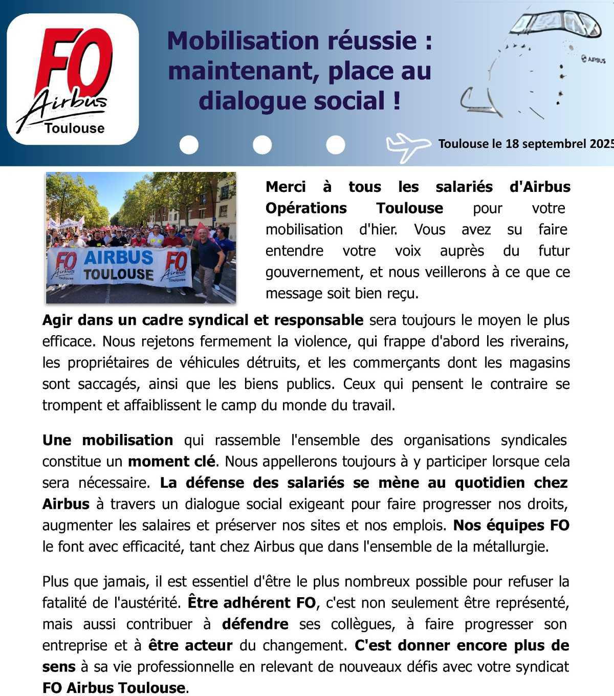 Mobilisation réussie : maintenant, place au dialogue social !
