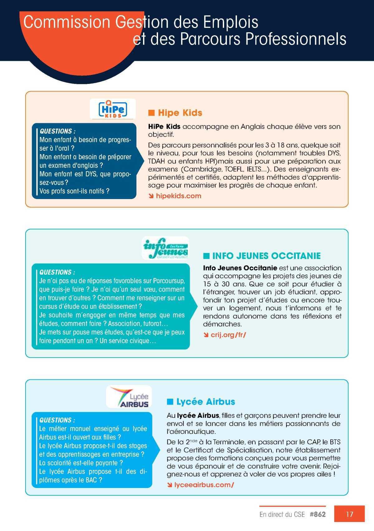 CSE: Forum de l'orientation et du soutien scolaire