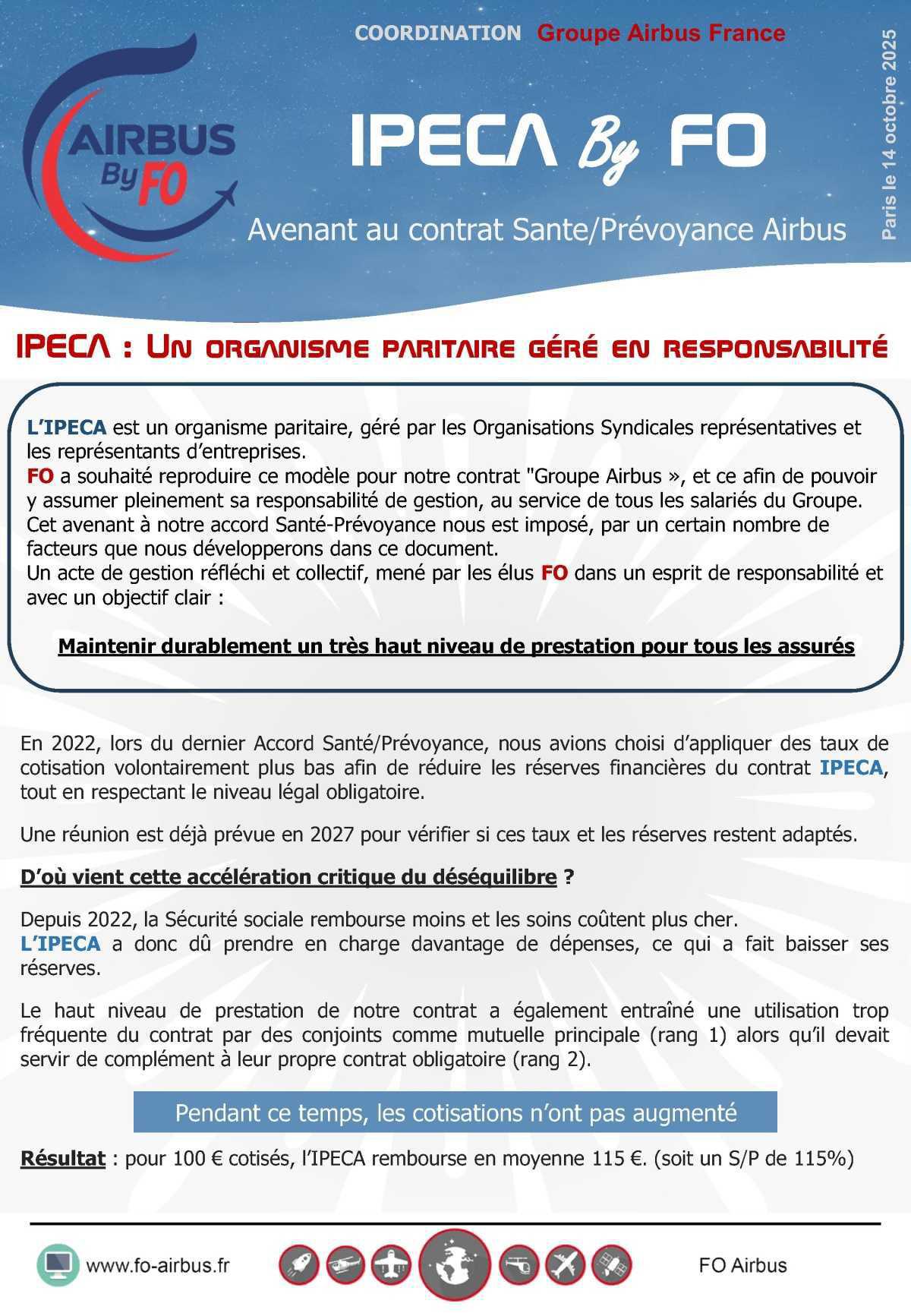 IPECA: Avenant au contrat santé/prévoyance Airbus