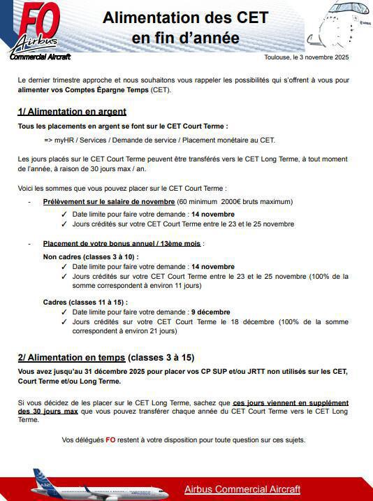 Alimentation des CET en fin d’année