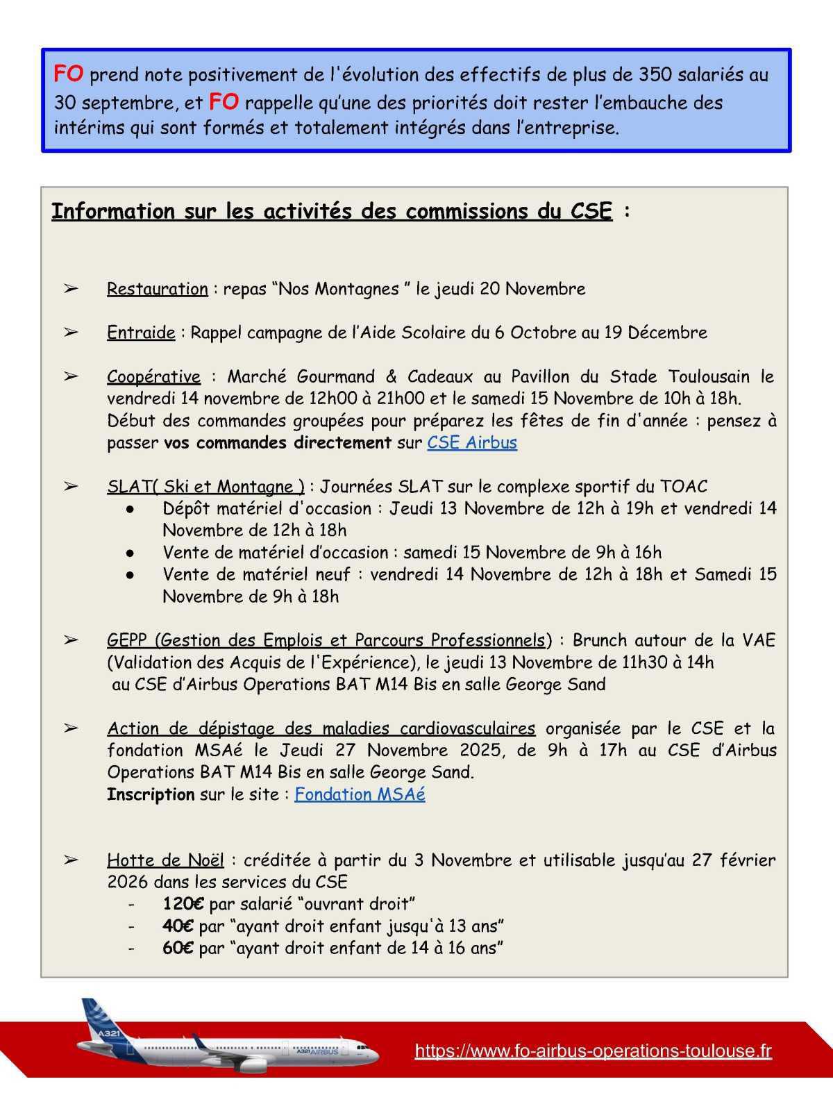 Compte rendu du CSE-E d’Airbus Opérations du 31 octobre 2025