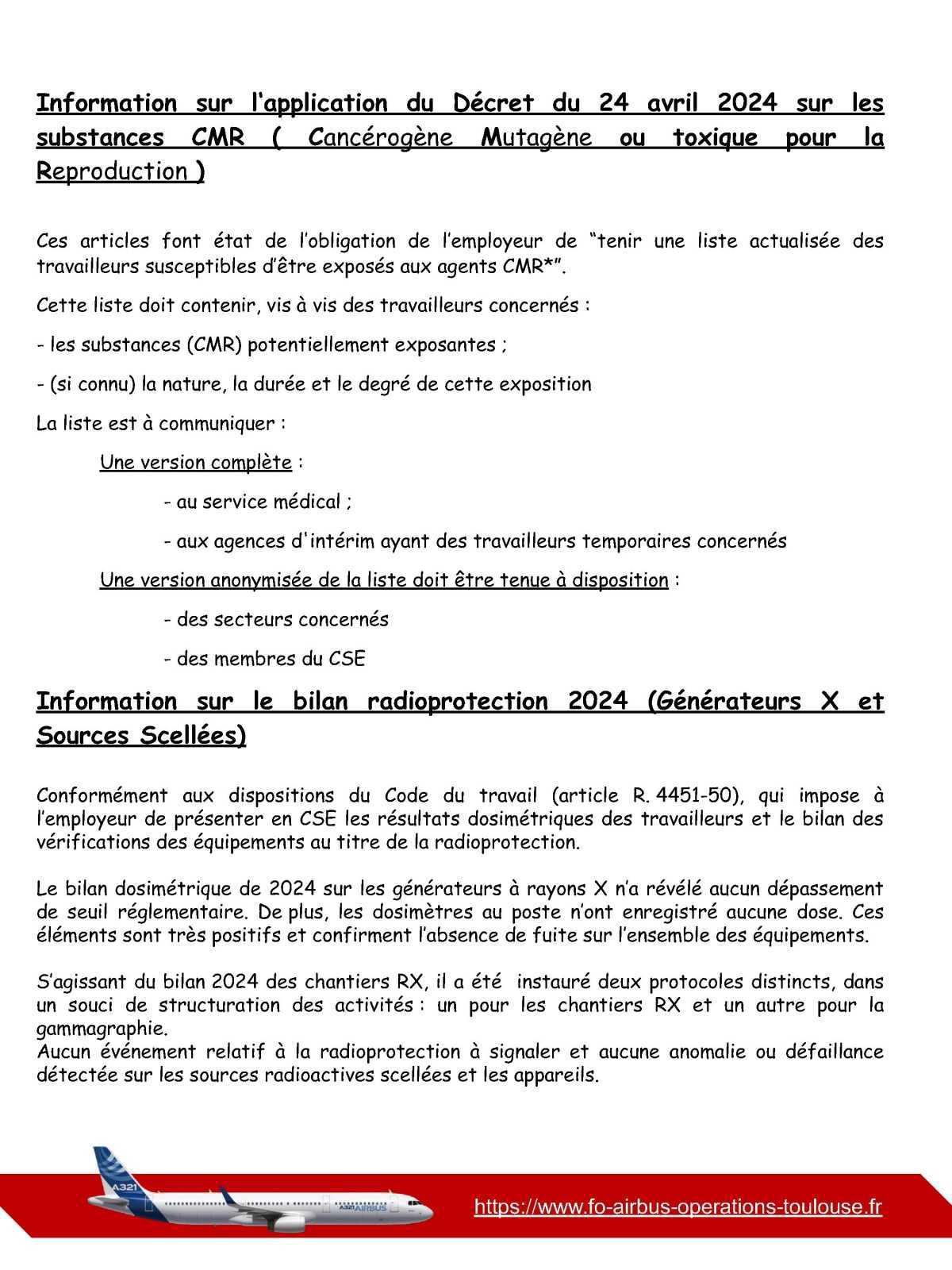 Compte rendu du CSE-E d’Airbus Opérations du 31 octobre 2025