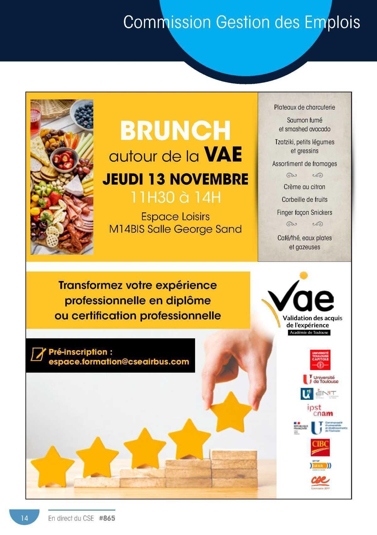 GEPP: Brunch autour de la VAE jeudi 13 novembre