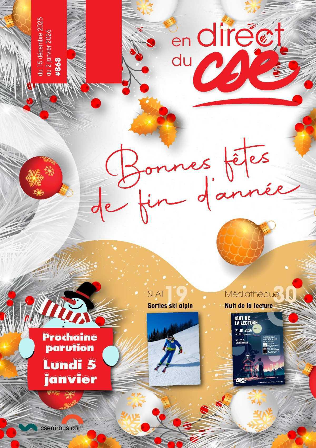 En Direct du CSE du 15 décembre 2025 au 2 janvier 2026