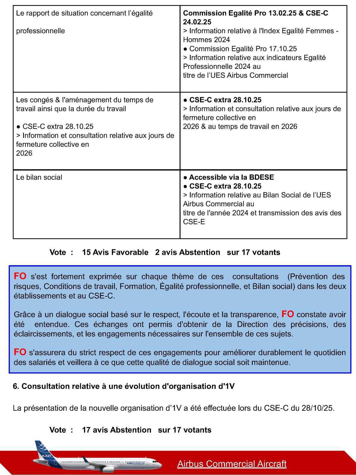 Compte rendu du CSE-C Airbus Commercial Aircraft du 8 Décembre 2025