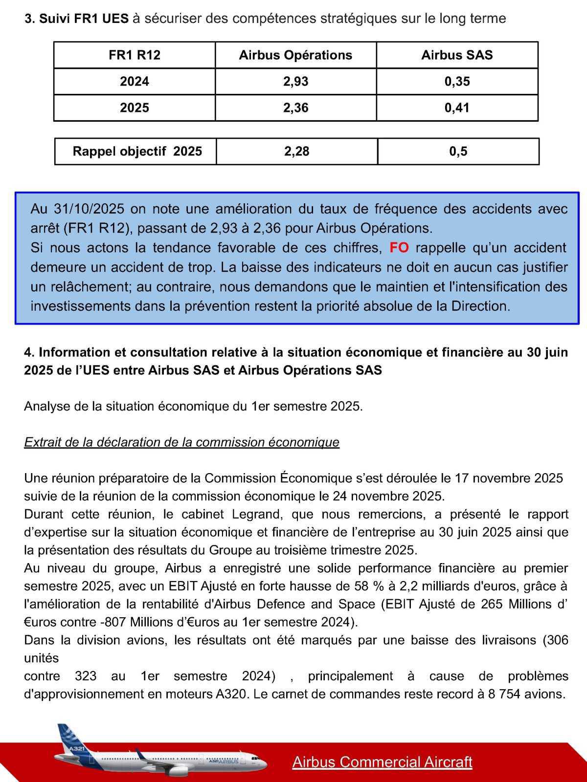 Compte rendu du CSE-C Airbus Commercial Aircraft du 8 Décembre 2025