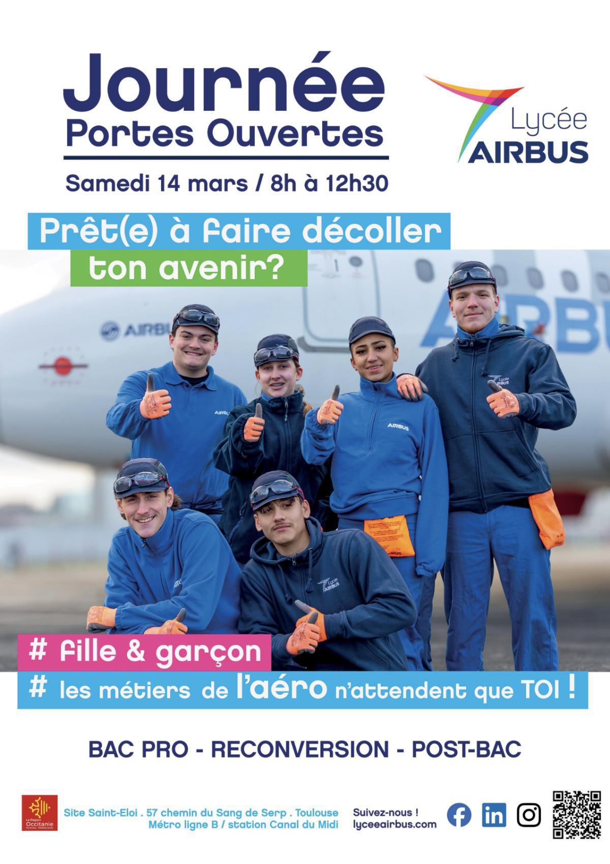Journée Portes Ouvertes au Lycée Airbus le samedi 14 mars 2026 de 8h00 à 12h30 Journée Portes Ouvertes au Lycée Airbus le samedi 14 mars 2026 de 8h00 à 12h30