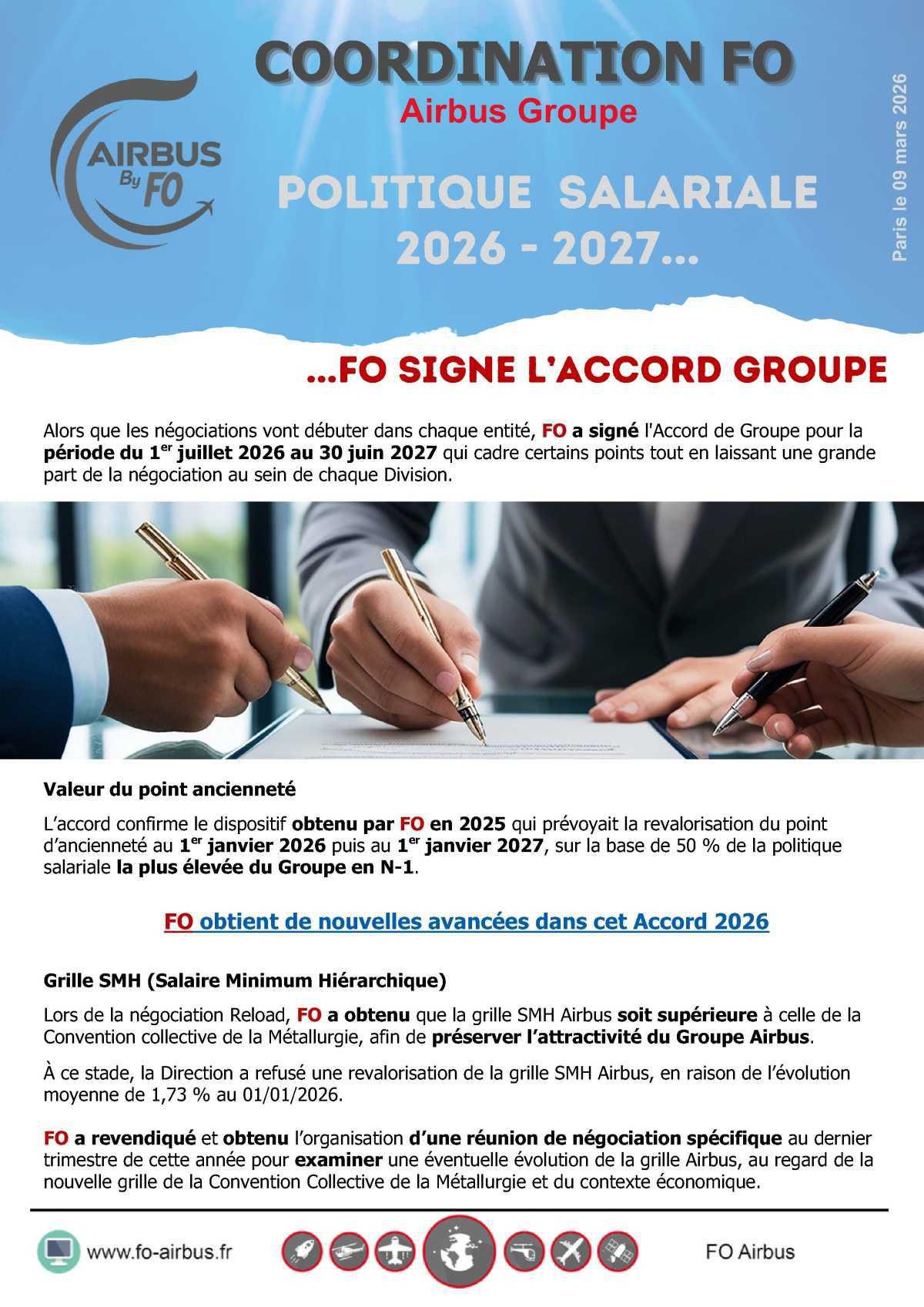 Politique salariale 2026/2027... FO signe l'accord Groupe
