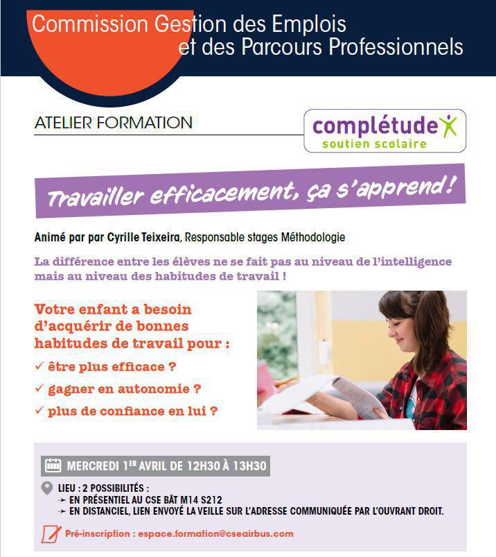 🎓 Atelier Formation : "Travailler efficacement, ça s'apprend !" 🎓 Atelier Formation : "Travailler efficacement, ça s'apprend !"