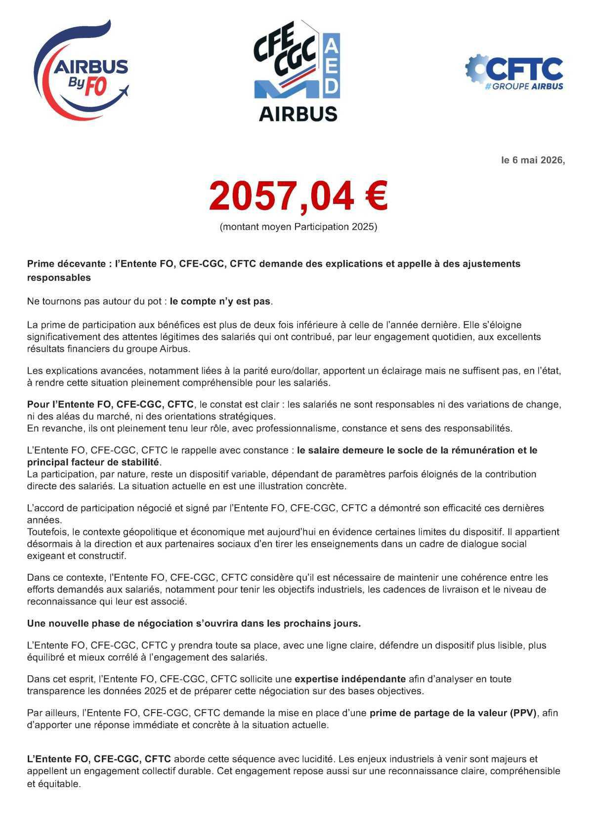 Prime de participation 2026 (Exercice 2025)