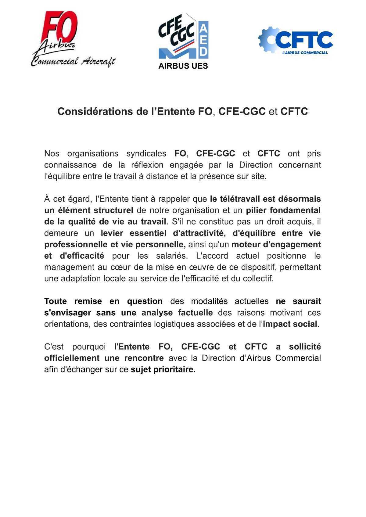 Télétravail: Réponse de la Direction