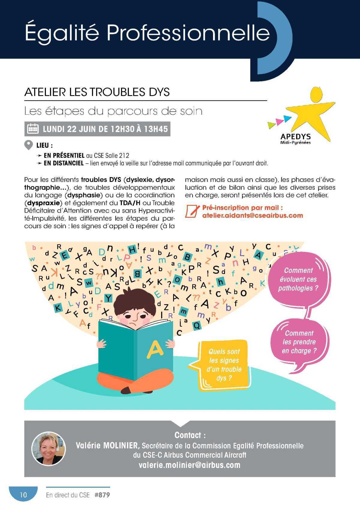 Commission Egalité Professionnelle: Atelier les troubles DYS