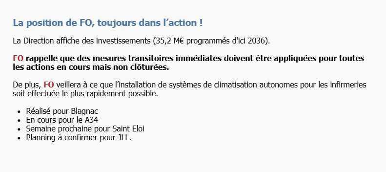 Fortes chaleurs FO & la CSSCT A vos côtés ! 