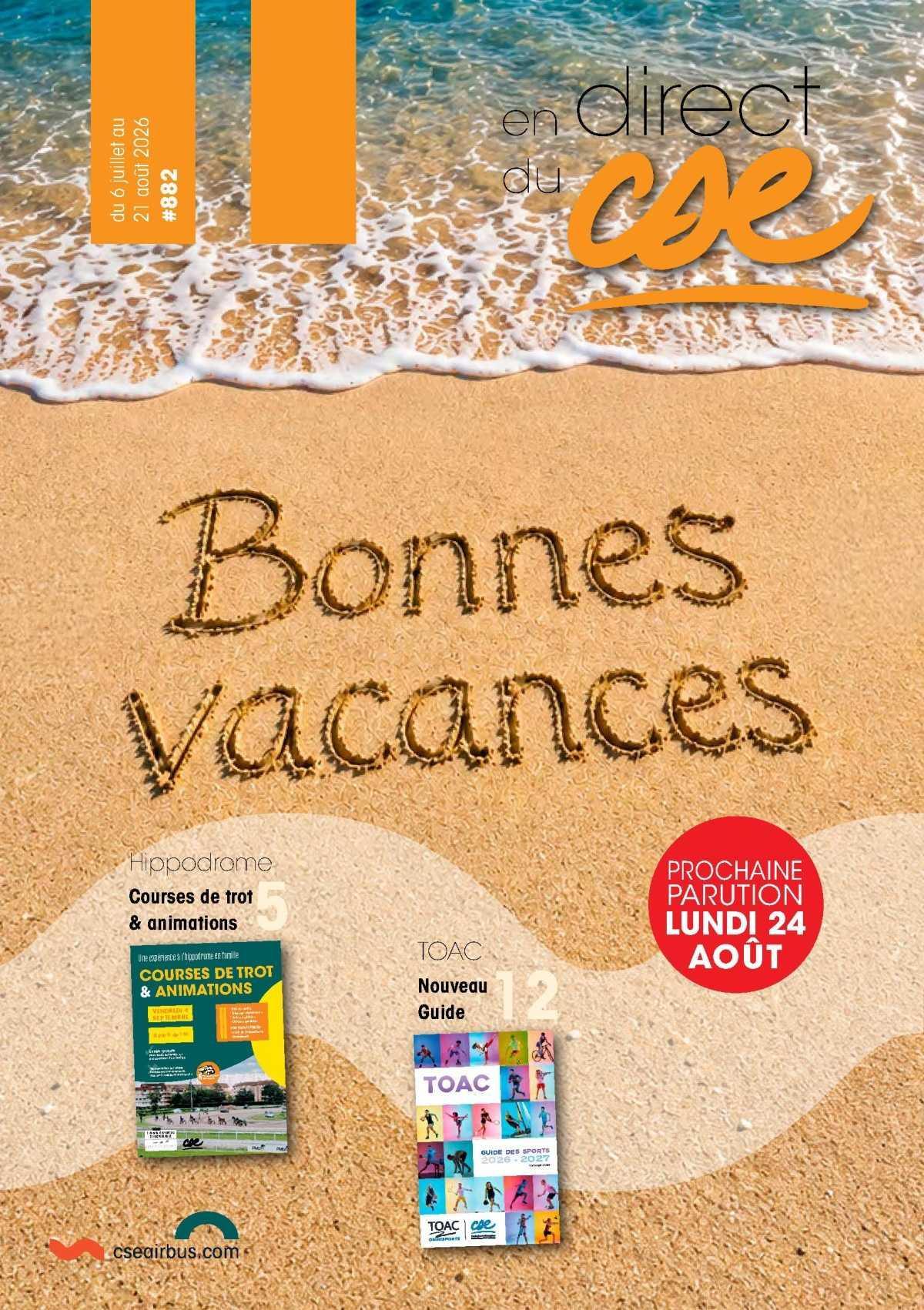 En Direct du CSE du 6 juillet au 21 août 2026