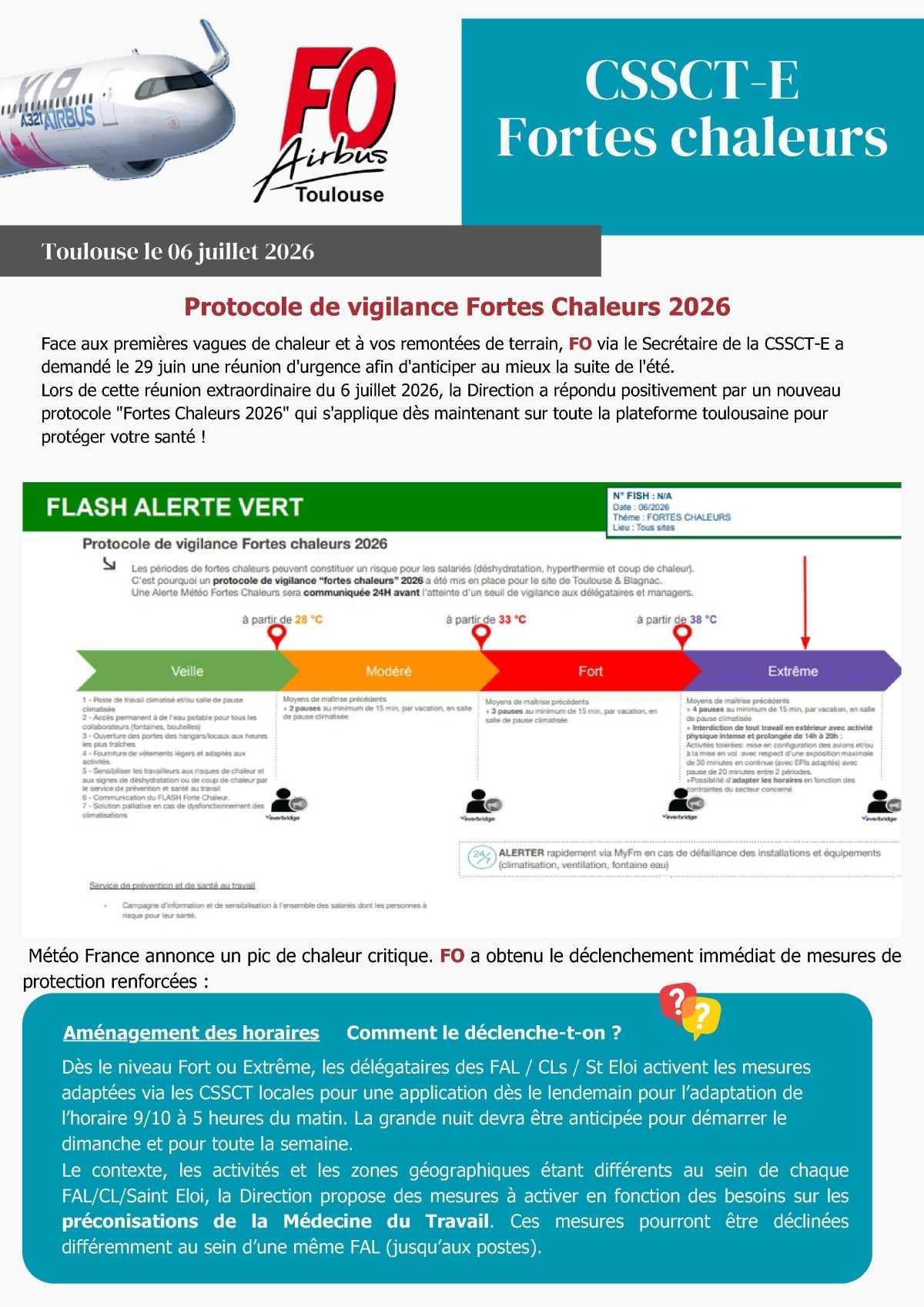 Horaires et mesures fortes chaleurs