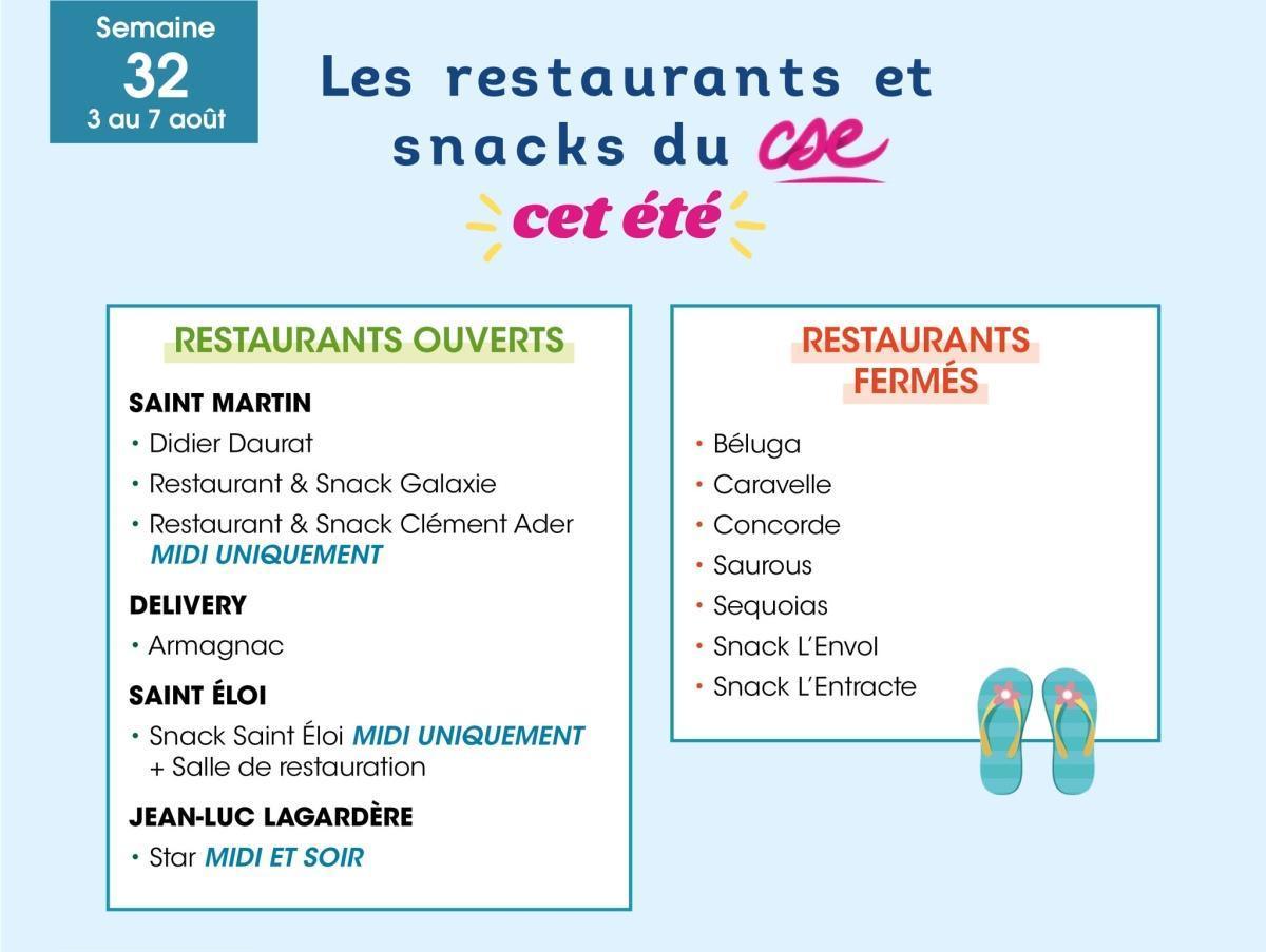 Fermetures estivales : Quels restaurants & snacks restent ouverts du 3 au 7 août ?
