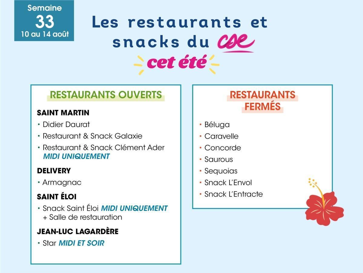 Restauration: Où déjeuner la semaine prochaine ? ☀️