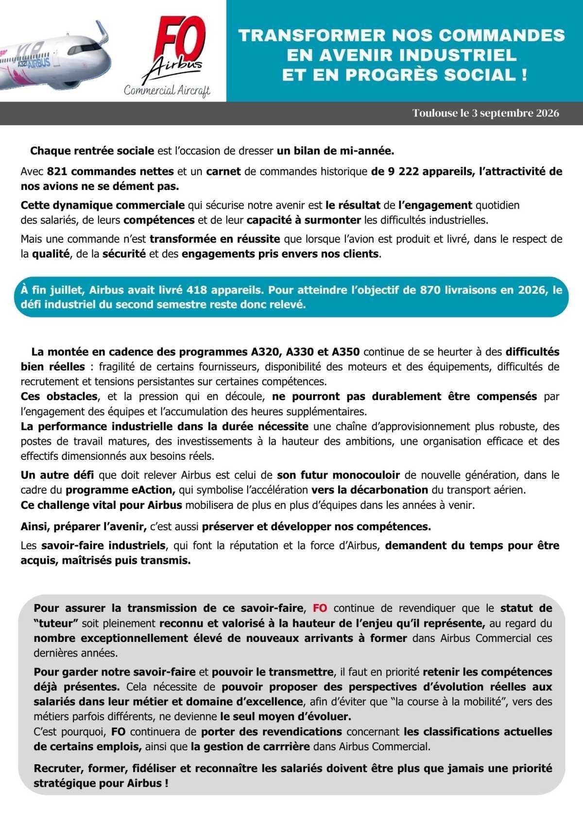 TRANSFORMER NOS COMMANDES EN AVENIR INDUSTRIEL ET EN PROGRÈS SOCIAL !