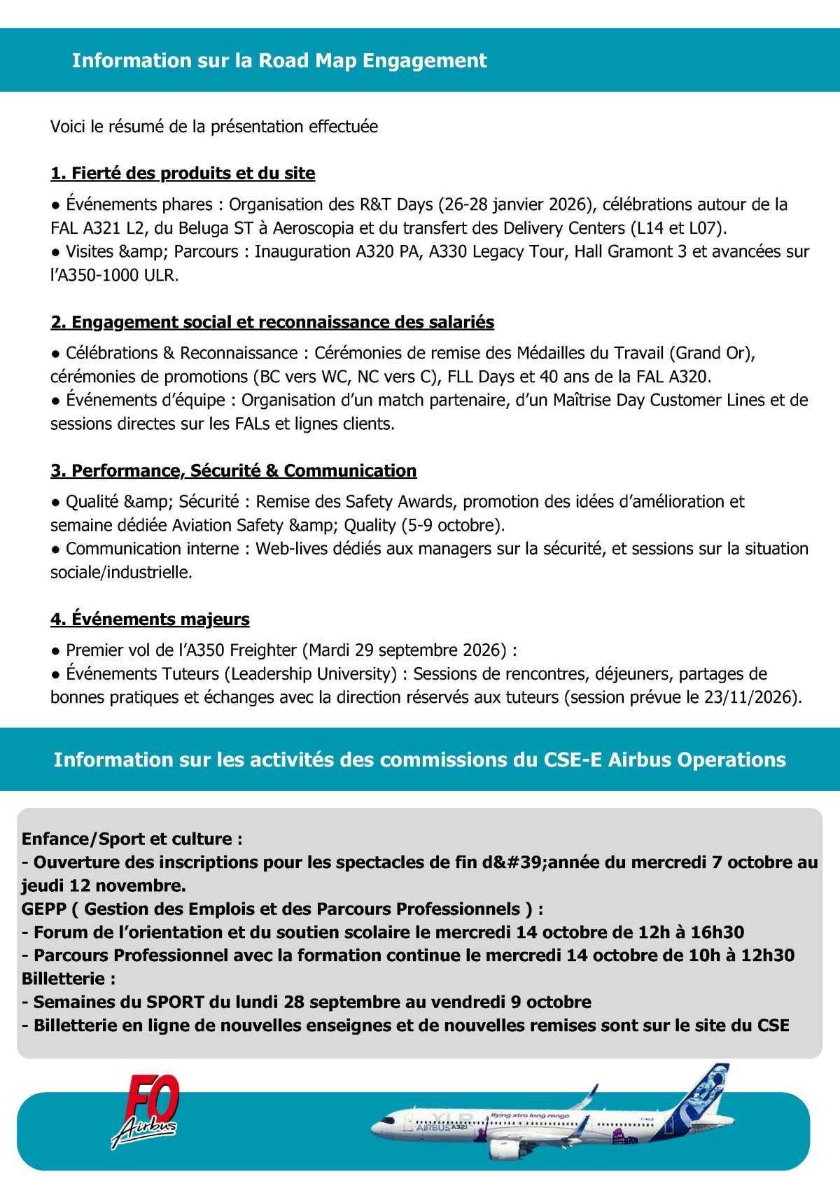 Compte rendu du CSE-C Airbus Commercial Aircraft du 21 septembre 2026 et du CSE-E Airbus Opérations du 25 septembre 2026Article n°1769