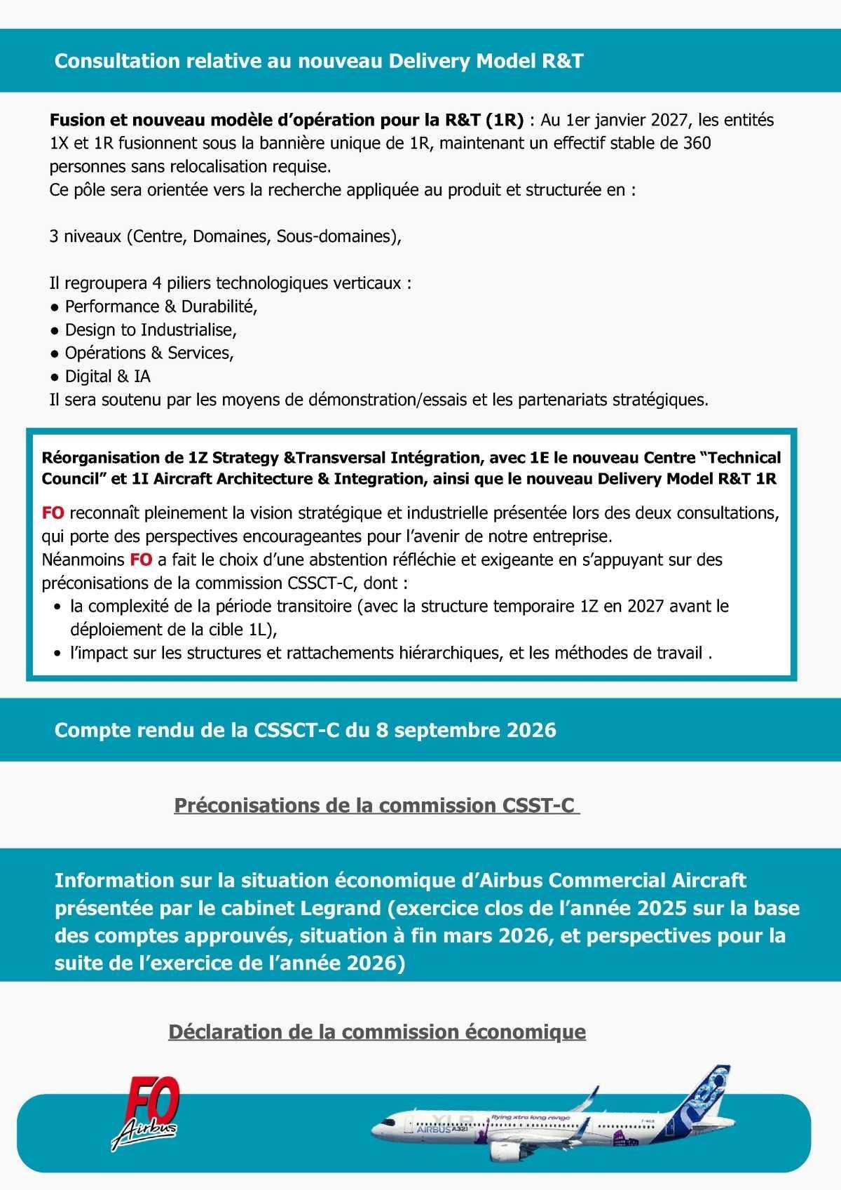 Compte rendu du CSE-C Airbus Commercial Aircraft du 21 septembre 2026 et du CSE-E Airbus Opérations du 25 septembre 2026Article n°1769