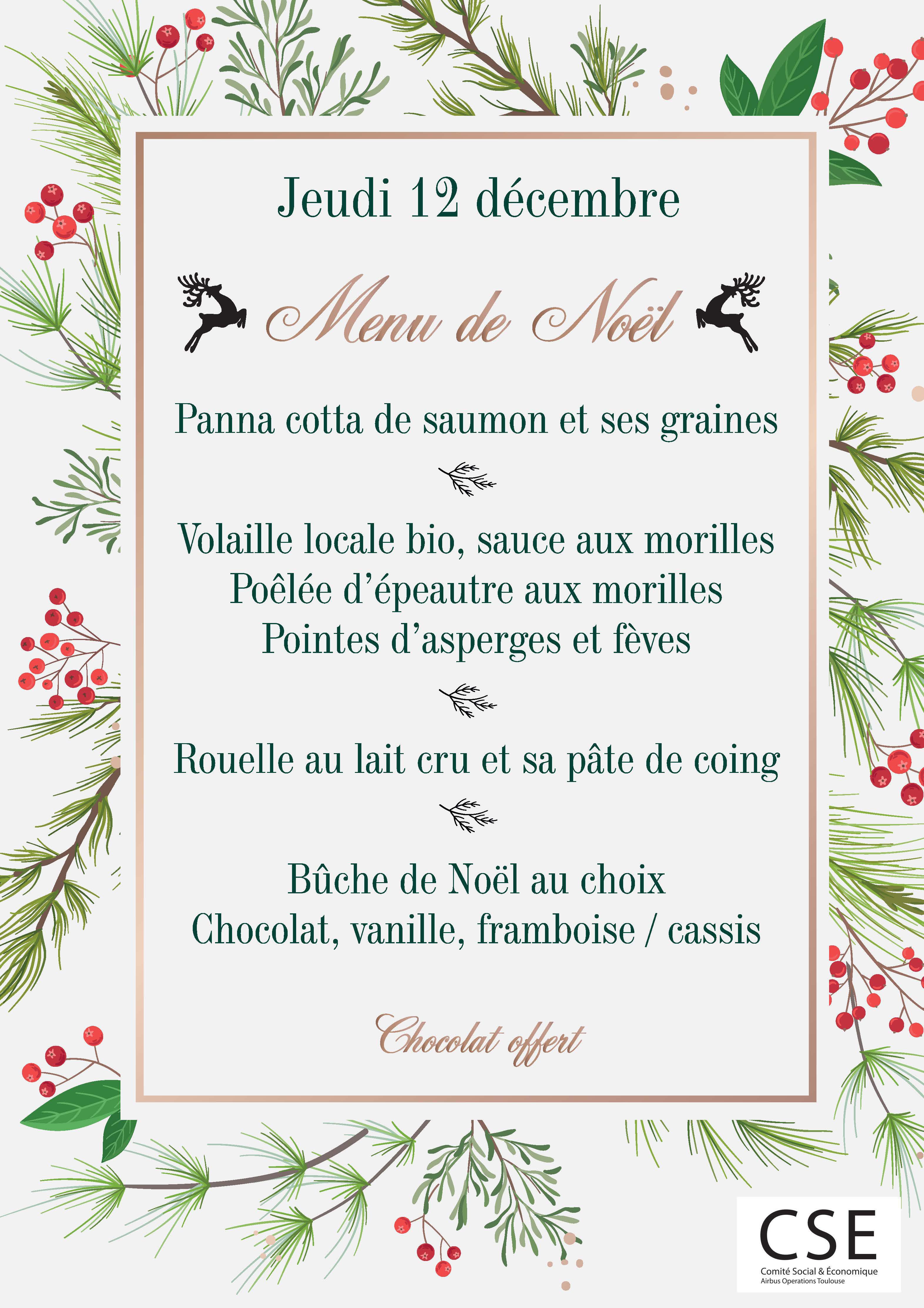 Menu de Noël Menu de Noël
