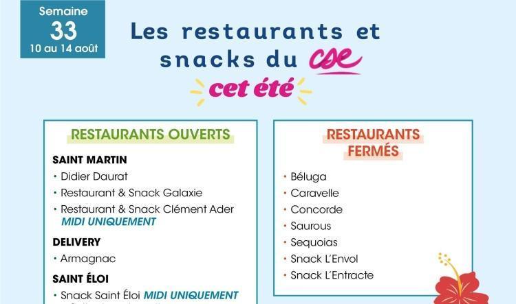 Restauration:  Où déjeuner la semaine prochaine ? ☀️
