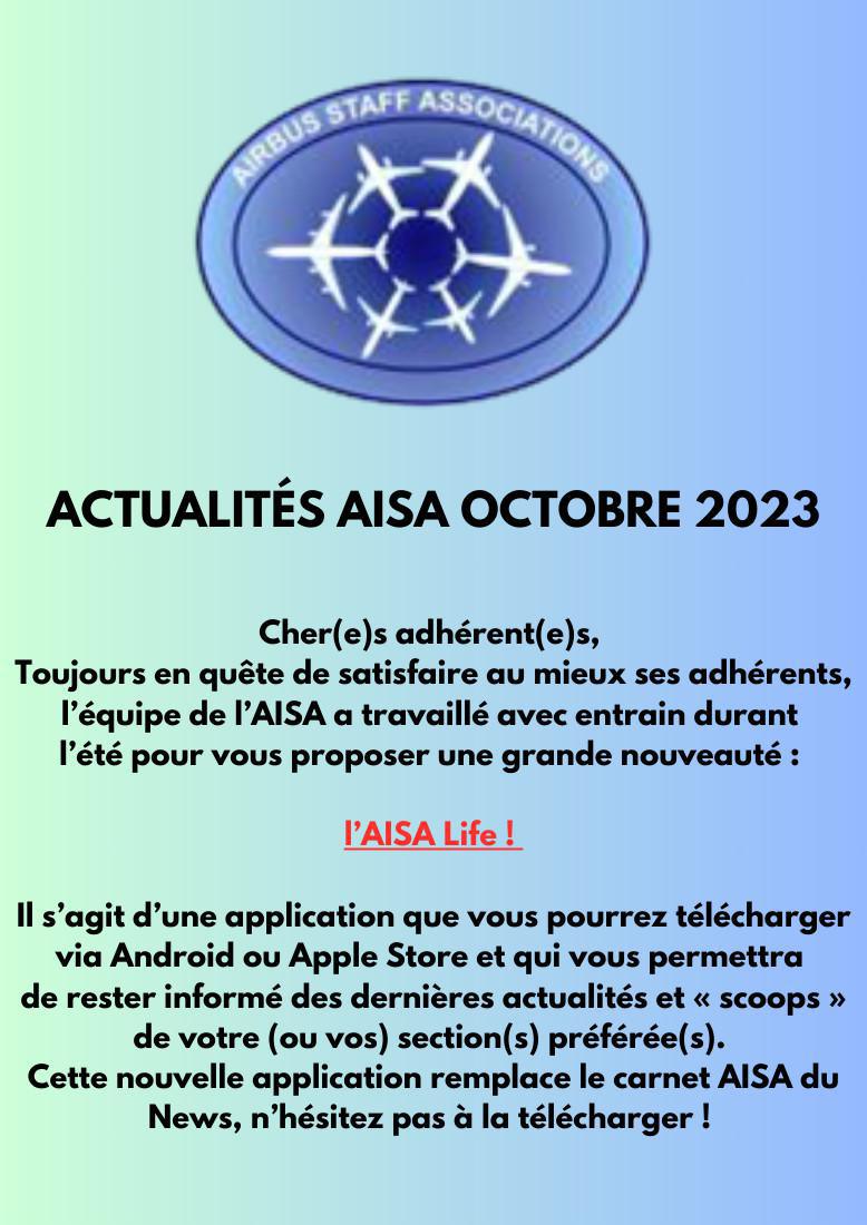 Hebdo « inFO AISC/AISA » – Semaine 41, octobre 2023.