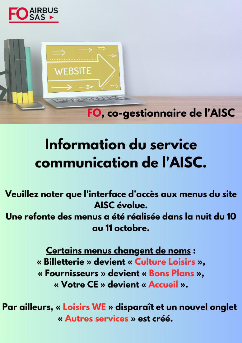 Hebdo « inFO AISC/AISA » – Semaine 41, octobre 2023.