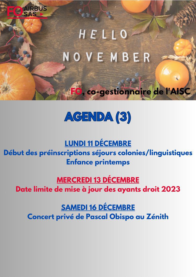 Hebdo « inFO AISC/AISA » – Semaine 44, novembre 2023.