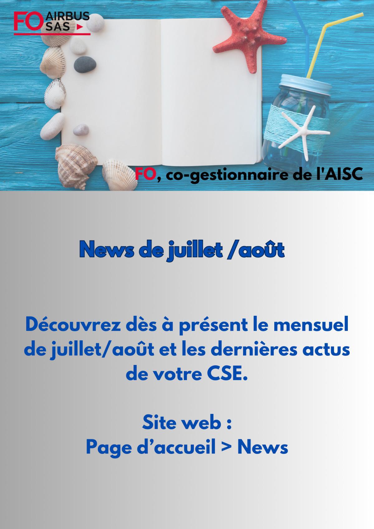 Hebdo « inFO AISC/AISA » – Semaine 27, juillet/août 2024.