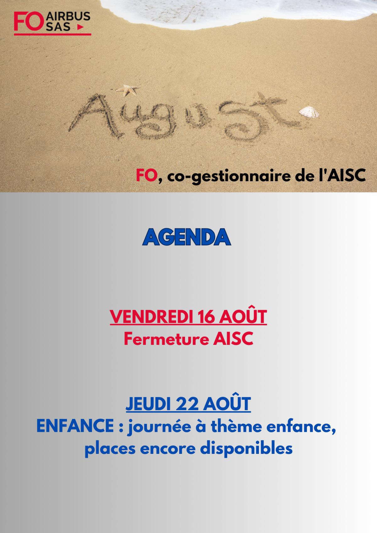 Hebdo « inFO AISC/AISA » – Semaine 27, juillet/août 2024.