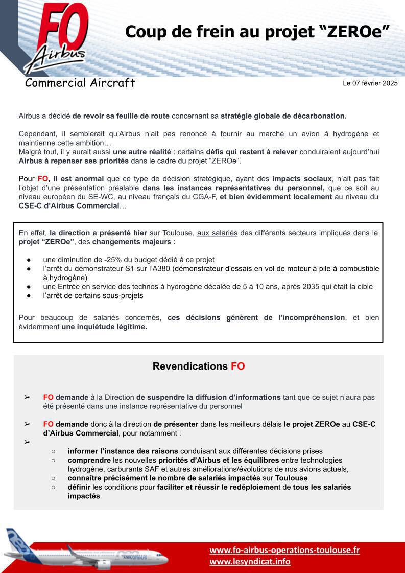 Coup de frein au projet “ZEROe”