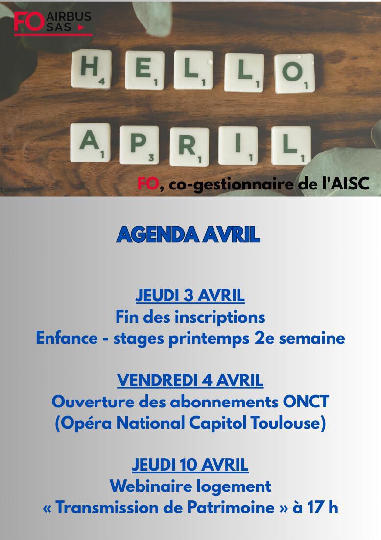 Hebdo « inFO AISC/AISA » – Semaine 14, avril 2025.