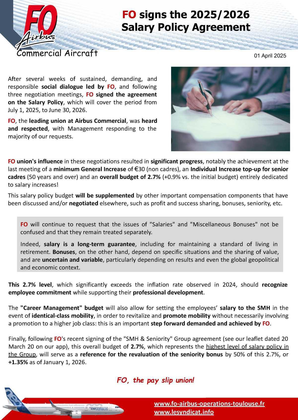 FO signs the 2025/2026 Salary Policy Agreement
