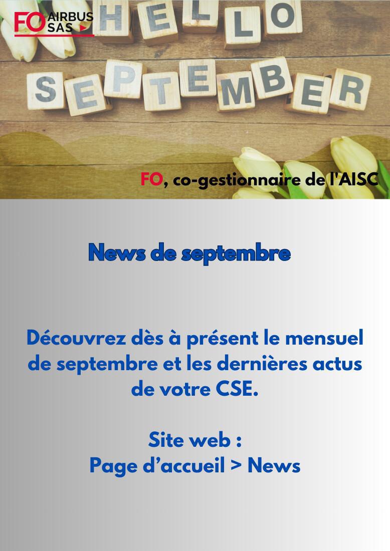 Hebdo « inFO AISC/AISA » – Semaine 36, septembre 2025.