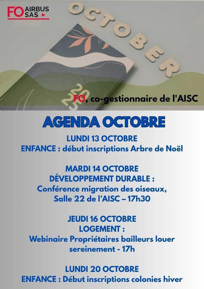 Hebdo « inFO AISC/AISA » – Semaine 40, octobre 2025.